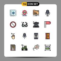 Flat Color Filled Line Pack of 16 Universal Symbols of interface products data microphone devices Editable Creative Vector Design Elements