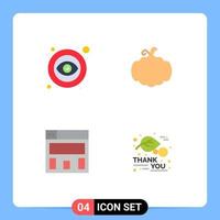 4 Universal Flat Icon Signs Symbols of eye layout visible pumpkin autumn Editable Vector Design Elements