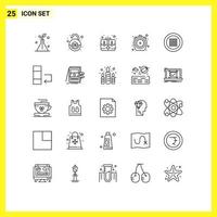 25 Thematic Vector Lines and Editable Symbols of layout timer emergency time food Editable Vector Design Elements