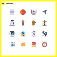 16 Flat Color concept for Websites Mobile and Apps bottle marker addition pin game Editable Pack of Creative Vector Design Elements