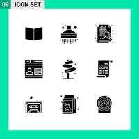 Set of 9 Modern UI Icons Symbols Signs for post beach analysis security web Editable Vector Design Elements