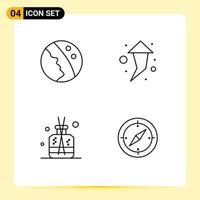 Set of 4 Modern UI Icons Symbols Signs for dermatology green skin care up navigation Editable Vector Design Elements