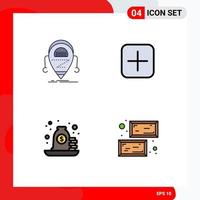 Modern Set of 4 Filledline Flat Colors and symbols such as android loan robot plus payment Editable Vector Design Elements