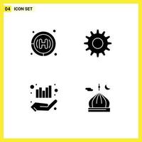 Stock Vector Icon Pack of 4 Line Signs and Symbols for clinic hand cogs business masjid Editable Vector Design Elements