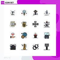 conjunto de 16 iconos modernos de la interfaz de usuario signos de símbolos para el lanzamiento de la aplicación de celebración del transbordador pos elementos de diseño de vectores creativos editables