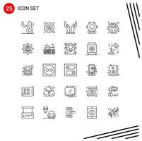 Universal Icon Symbols Group of 25 Modern Lines of global eye health care protect network Editable Vector Design Elements