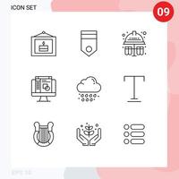 Pack of 9 creative Outlines of drop layout soldier graphic editor hard hat Editable Vector Design Elements