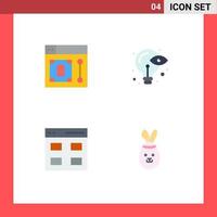 Set of 4 Vector Flat Icons on Grid for web grid tool eye user Editable Vector Design Elements