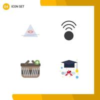 Group of 4 Flat Icons Signs and Symbols for eye shopping triangle wifi degree Editable Vector Design Elements