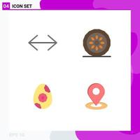 User Interface Pack of 4 Basic Flat Icons of arrow egg right food flower Editable Vector Design Elements