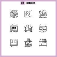 9 Universal Outlines Set for Web and Mobile Applications property learn night date chalk abc Editable Vector Design Elements