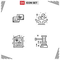 Pictogram Set of 4 Simple Filledline Flat Colors of chat celebration popup tablets party Editable Vector Design Elements