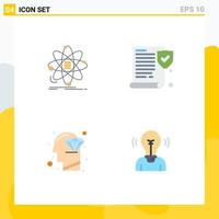 Modern Set of 4 Flat Icons Pictograph of analysis head research paper perfection Editable Vector Design Elements