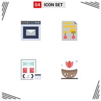 Editable Vector Line Pack of 4 Simple Flat Icons of browser app website process develop Editable Vector Design Elements