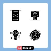 4 Creative Icons Modern Signs and Symbols of atm speaker speech event bulb Editable Vector Design Elements