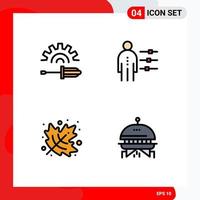 User Interface Pack of 4 Basic Filledline Flat Colors of screw driver autumn tool job thanksgiving Editable Vector Design Elements