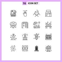 16 Creative Icons Modern Signs and Symbols of party discount biology sign balloon juice Editable Vector Design Elements