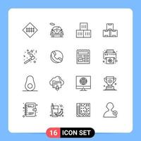 16 Universal Outline Signs Symbols of love stock box production industry Editable Vector Design Elements