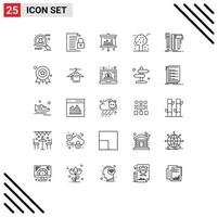 Stock Vector Icon Pack of 25 Line Signs and Symbols for tools designer screen design pine trees Editable Vector Design Elements