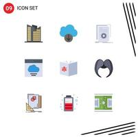 9 Thematic Vector Flat Colors and Editable Symbols of learn book developer user communication Editable Vector Design Elements