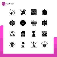 16 User Interface Solid Glyph Pack of modern Signs and Symbols of environment board irish advertising report Editable Vector Design Elements