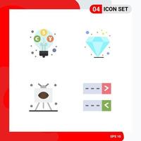 Pictogram Set of 4 Simple Flat Icons of income rugby budget investment television Editable Vector Design Elements