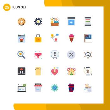 grupo de 25 colores planos modernos establecidos para la interfaz del programador de aplicaciones de conexión de clientes de Internet de teléfonos inteligentes elementos de diseño de vectores editables