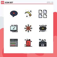 Modern Set of 9 Filledline Flat Colors and symbols such as financial connection files money back to school Editable Vector Design Elements
