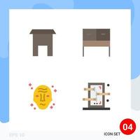 User Interface Pack of 4 Basic Flat Icons of building science shop table ufo Editable Vector Design Elements