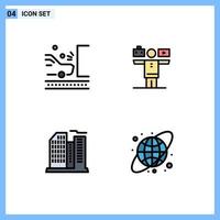 Set of 4 Modern UI Icons Symbols Signs for accident building safety life real Editable Vector Design Elements