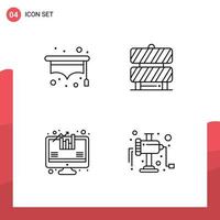 Set of 4 Modern UI Icons Symbols Signs for hat growth barrier working area manual Editable Vector Design Elements