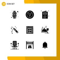 paquete de iconos de vector de stock de 9 signos y símbolos de línea para elementos de diseño de vector editables de vacuna de api de boleto de concepto de software api