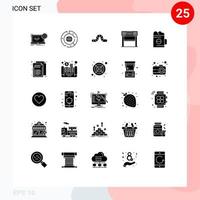 25 User Interface Solid Glyph Pack of modern Signs and Symbols of race line data finish insect Editable Vector Design Elements