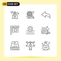 paquete de iconos de vector de stock de 9 signos y símbolos de línea para el mapa de ángulo deshacer elementos de diseño de vector editables de camino