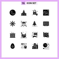 16 iconos creativos signos y símbolos modernos de decoración de activos elementos de diseño de vector editables de disco de flor bloqueado