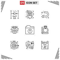 Outline Pack of 9 Universal Symbols of upload files arrow food onion ring Editable Vector Design Elements