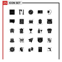 Modern Set of 25 Solid Glyphs and symbols such as begin story navigation open author Editable Vector Design Elements