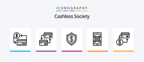 paquete de iconos de la línea 5 de la sociedad sin efectivo que incluye qr. código. pago. pagar. finanzas. diseño de iconos creativos vector