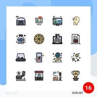 conjunto de 16 iconos modernos de la interfaz de usuario símbolos signos para la cabeza pensante que se encuentra con el cambio mental elementos de diseño de vectores creativos editables en línea