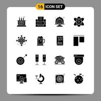 Modern Set of 16 Solid Glyphs and symbols such as instruction science baking physics atom Editable Vector Design Elements