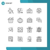 Universal Icon Symbols Group of 16 Modern Outlines of website shopping frame online picture Editable Vector Design Elements