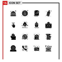 Set of 16 Modern UI Icons Symbols Signs for touch hand attachment gestures waste Editable Vector Design Elements