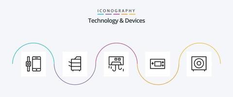 paquete de iconos de la línea 5 de dispositivos que incluye tecnología. chico de juego aire. electrónica. hardware vector