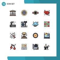 16 Creative Icons Modern Signs and Symbols of flush power award off heart Editable Creative Vector Design Elements