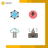 paquete de interfaz de usuario de 4 iconos planos básicos de elementos de diseño vectorial editables de nube de luz web de análisis vector