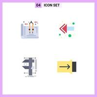 4 Thematic Vector Flat Icons and Editable Symbols of tools caliper home back physics Editable Vector Design Elements