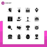 16 Universal Solid Glyphs Set for Web and Mobile Applications wrong error bag gift grow Editable Vector Design Elements