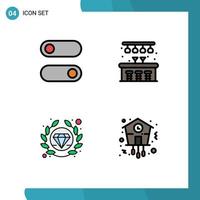 4 User Interface Filledline Flat Color Pack of modern Signs and Symbols of control christmas city premium time Editable Vector Design Elements