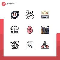 Universal Icon Symbols Group of 9 Modern Filledline Flat Colors of bird media key engine cloud Editable Vector Design Elements