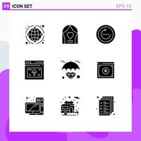 User Interface Pack of 9 Basic Solid Glyphs of website page wedding internet sync Editable Vector Design Elements